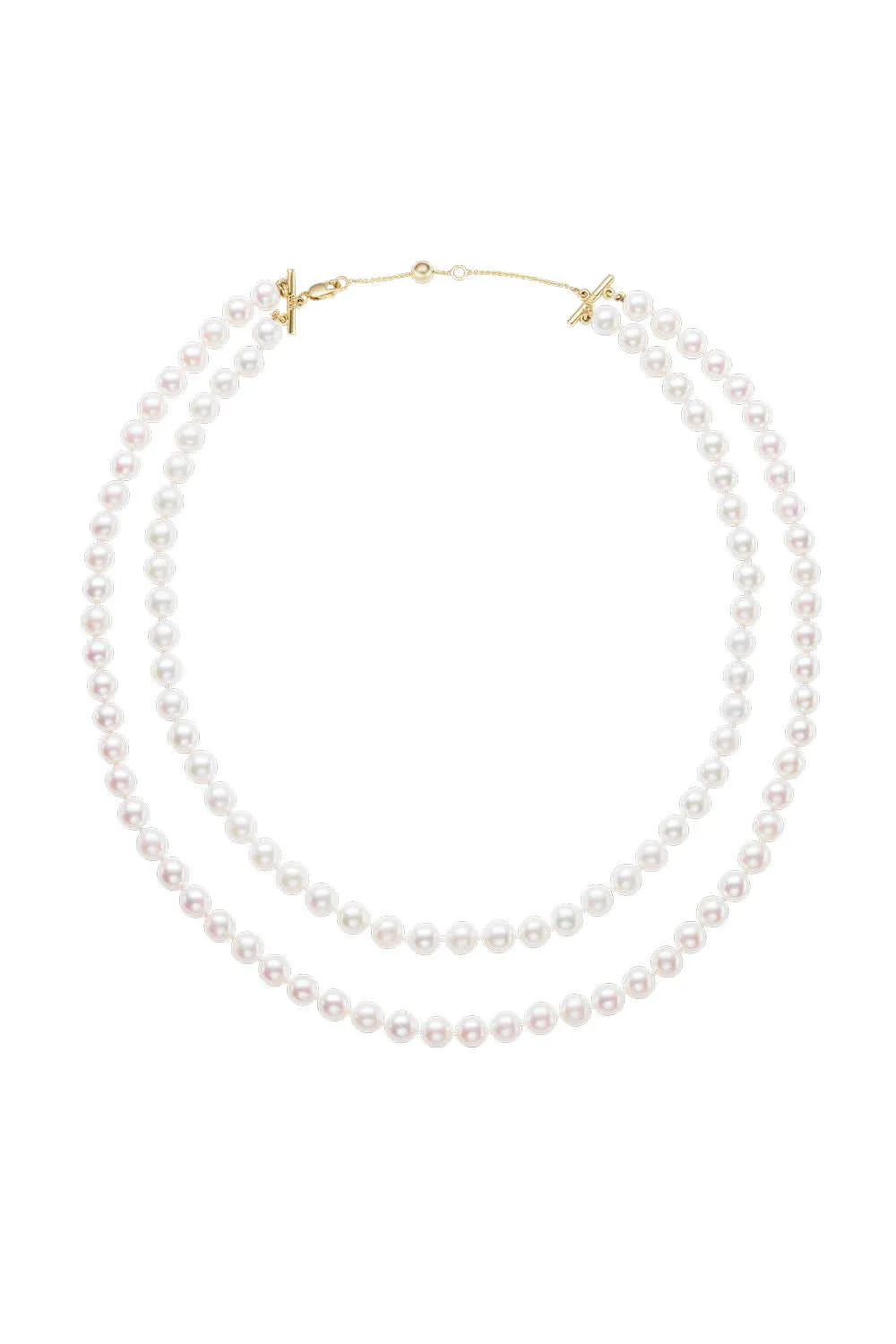 Akoya Double Strand Necklace in Yellow Gold