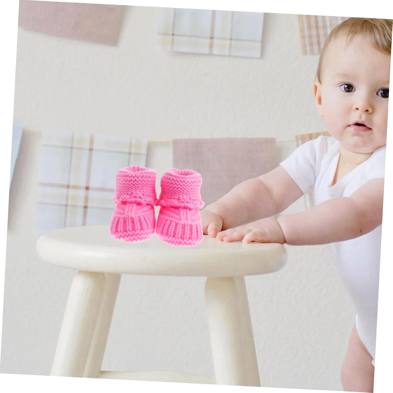 Baby Booties 1 Pair Baby Shoes Newborn Infant Booties Yarn Pink Newborn Shoes Hand Crochet Shoes Lovely Newborn Shoes Handmade Woolen Shoes Short Boots Manual Infant Products Baby