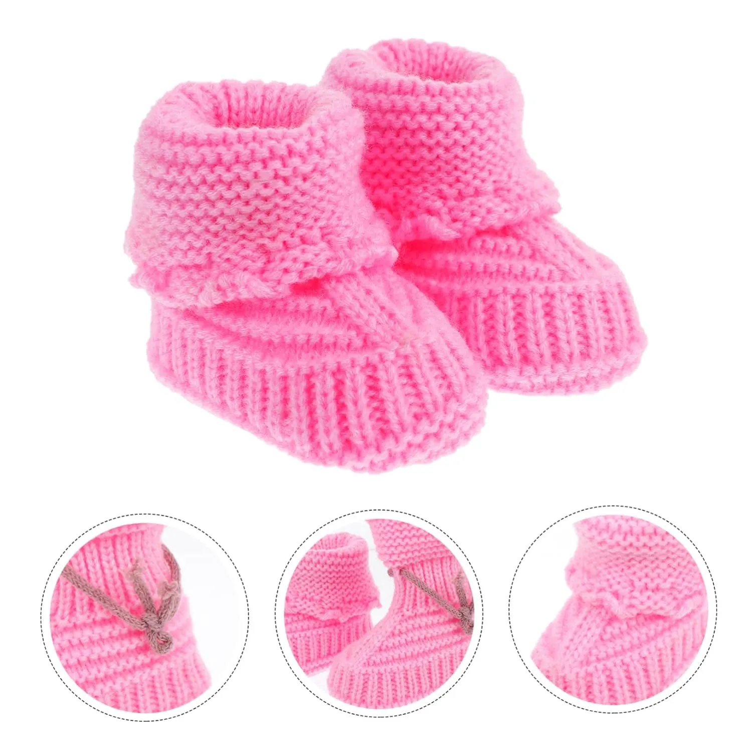 Baby Booties 1 Pair Baby Shoes Newborn Infant Booties Yarn Pink Newborn Shoes Hand Crochet Shoes Lovely Newborn Shoes Handmade Woolen Shoes Short Boots Manual Infant Products Baby