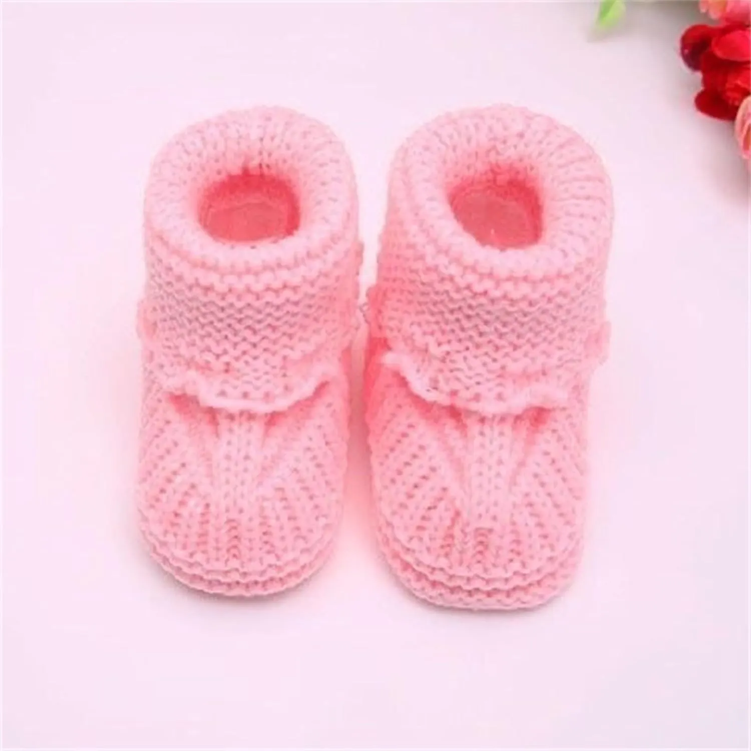 Baby Booties Newborn First Walkers Cozy Shoes Warm Hand Knit Soft Booties for Infant Boy Girl Non Slip Crib Shoes