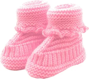 Baby Booties Newborn First Walkers Cozy Shoes Warm Hand Knit Soft Booties for Infant Boy Girl Non Slip Crib Shoes