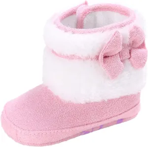 Baby Boy Girl Boots Newborn Shoes Winter Snow Bowknot Anti-Slip Soft Sole Warm Infant Toddler Prewalker Booties