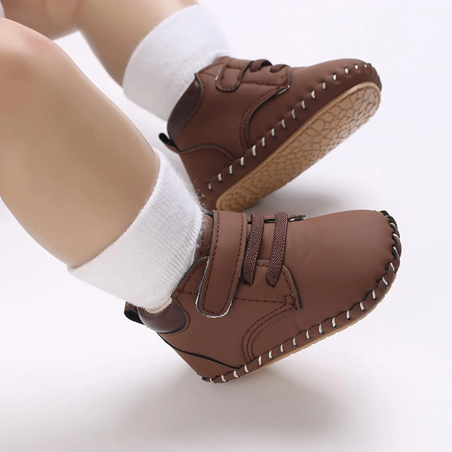 Baby Boy Girl High-Top Ankle Shoes Non Slip Soft Sole Infant Toddler Comfortable Prewalker First Walking Sneakers