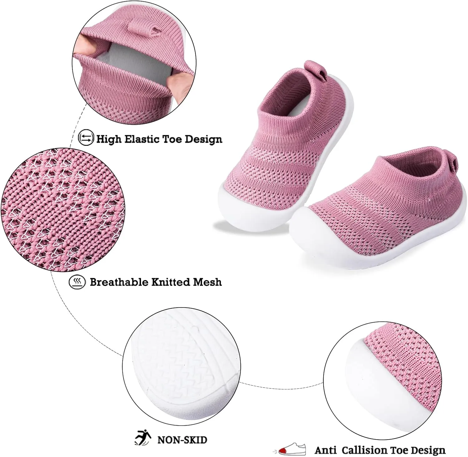 Baby Boy Girls First-Walking Training Shoes Rubber Sole Toddlers Infant Non-Skid Slipper Floor Sneaker Breathable House Shoes Socks