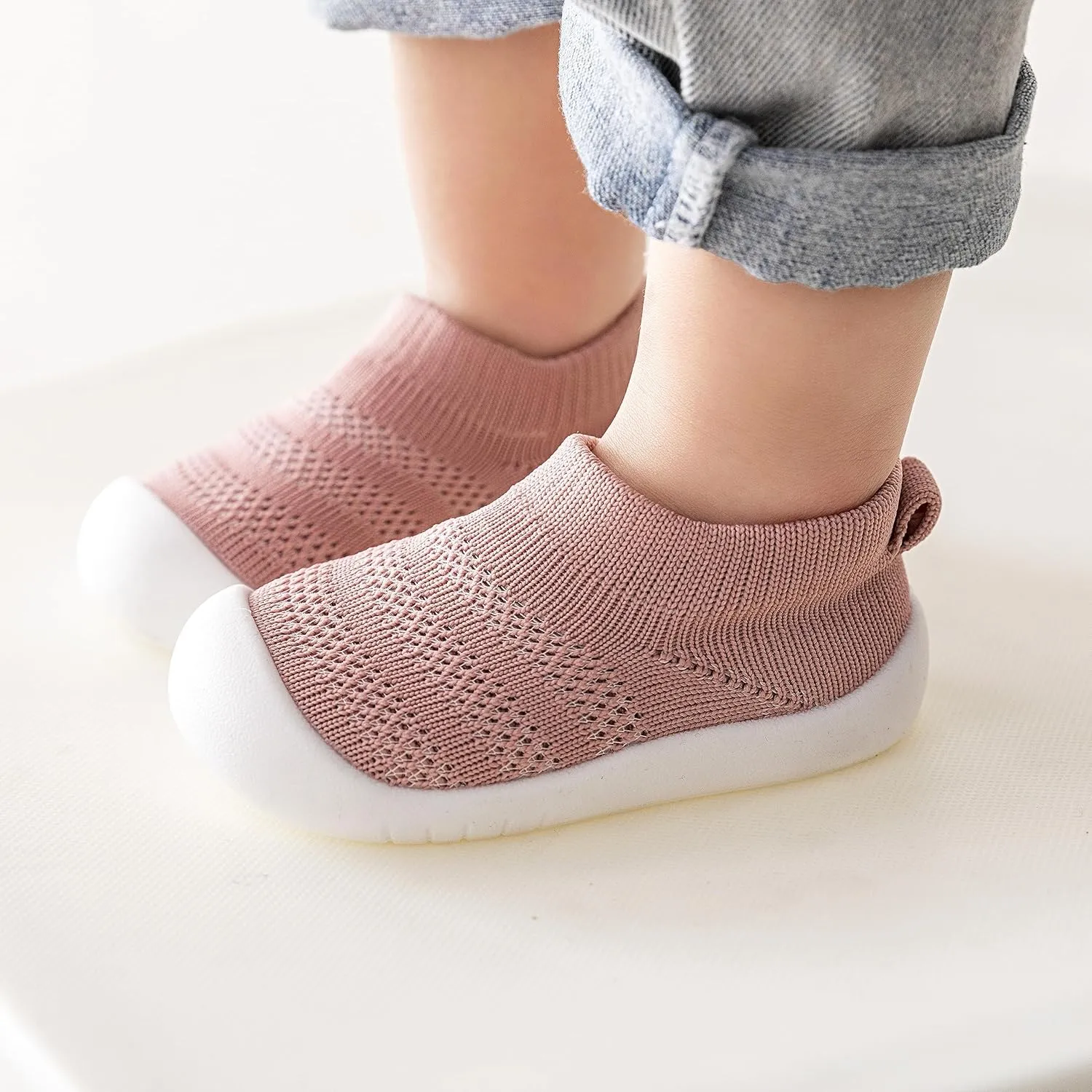 Baby Boy Girls First-Walking Training Shoes Rubber Sole Toddlers Infant Non-Skid Slipper Floor Sneaker Breathable House Shoes Socks