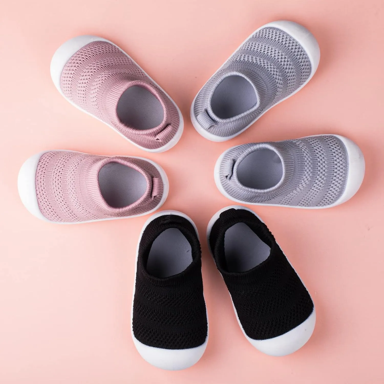 Baby Boy Girls First-Walking Training Shoes Rubber Sole Toddlers Infant Non-Skid Slipper Floor Sneaker Breathable House Shoes Socks