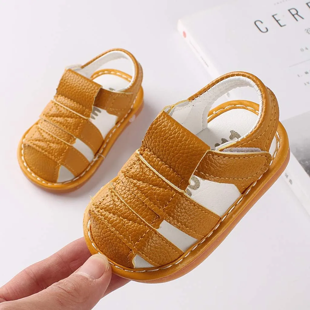 Baby Boy Sandals Girl Shoes Soft Anti-Slip Sole Toddler First Walker Infant Sandals Roman Shoes for Baby Boys (Yellow-03#A, 6-9Months)