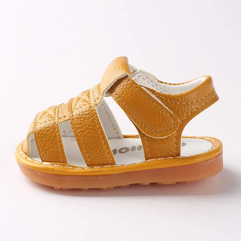 Baby Boy Sandals Girl Shoes Soft Anti-Slip Sole Toddler First Walker Infant Sandals Roman Shoes for Baby Boys (Yellow-03#A, 6-9Months)