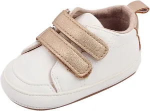 Baby Boys Girls Anti-Slip Sneakers Newborn Toddler Soft Slip On First Walking Leather Shoes for Outdoor Simple Shoes