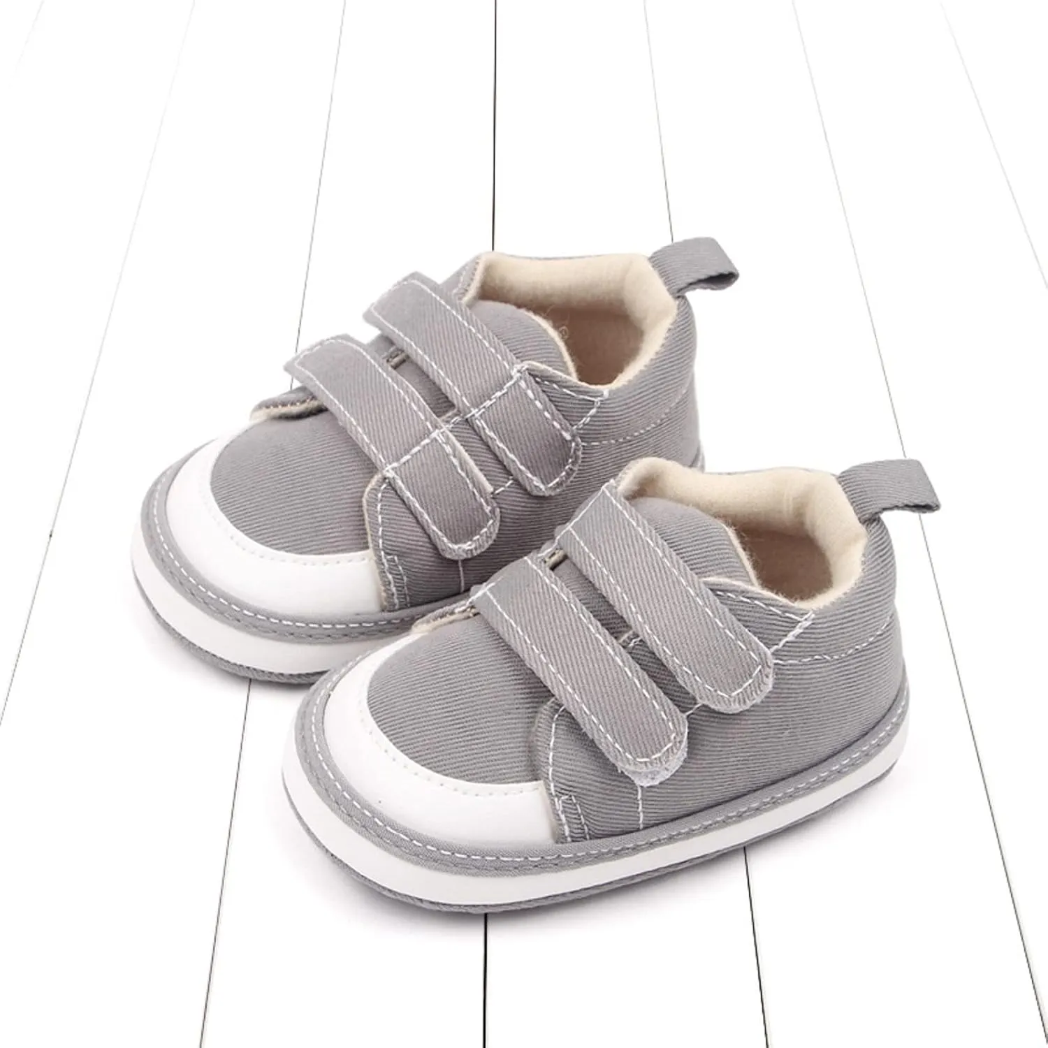 Baby Boys Girls Canvas First Walking Shoes, Newborn Infant Non Slip Soft Sole Comfortable Platform Casual Sneaker