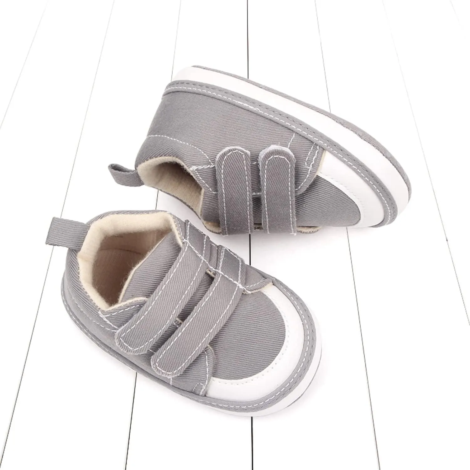 Baby Boys Girls Canvas First Walking Shoes, Newborn Infant Non Slip Soft Sole Comfortable Platform Casual Sneaker