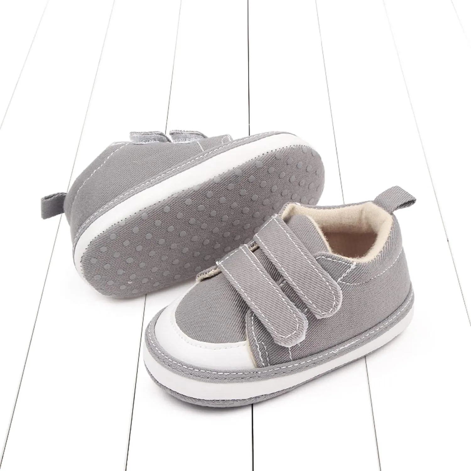 Baby Boys Girls Canvas First Walking Shoes, Newborn Infant Non Slip Soft Sole Comfortable Platform Casual Sneaker