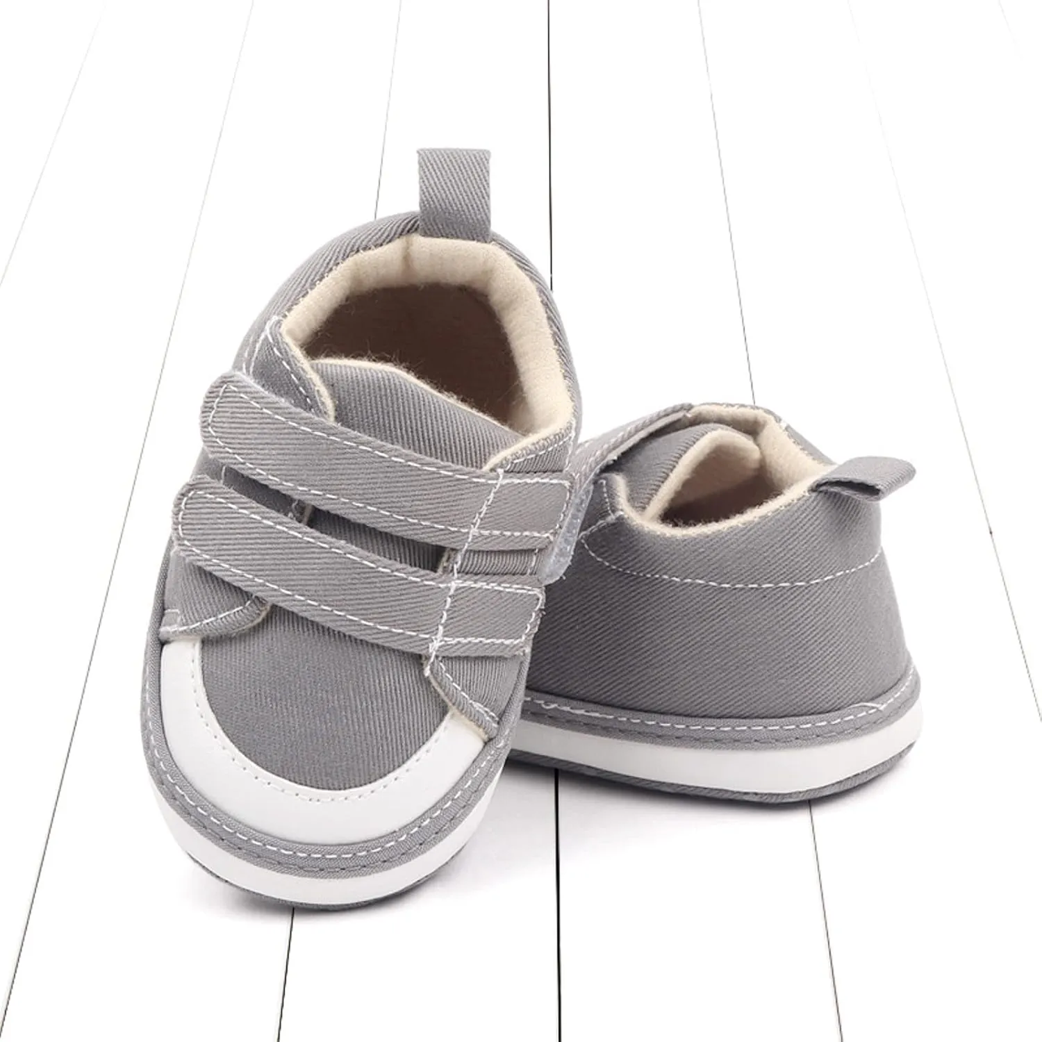 Baby Boys Girls Canvas First Walking Shoes, Newborn Infant Non Slip Soft Sole Comfortable Platform Casual Sneaker