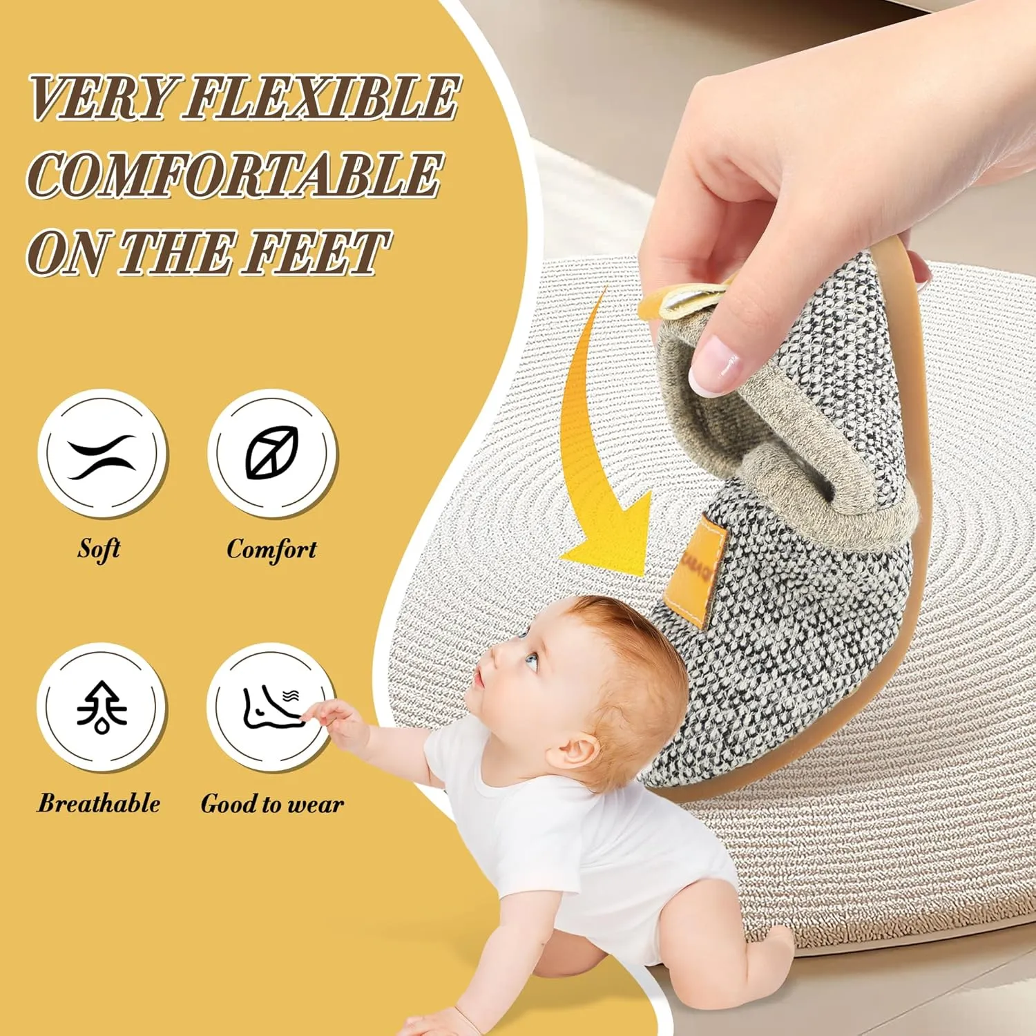 Baby Boys Girls First Walking Shoes Infant Sneakers Crib Shoes Breathable Lightweight Slip On Shoes