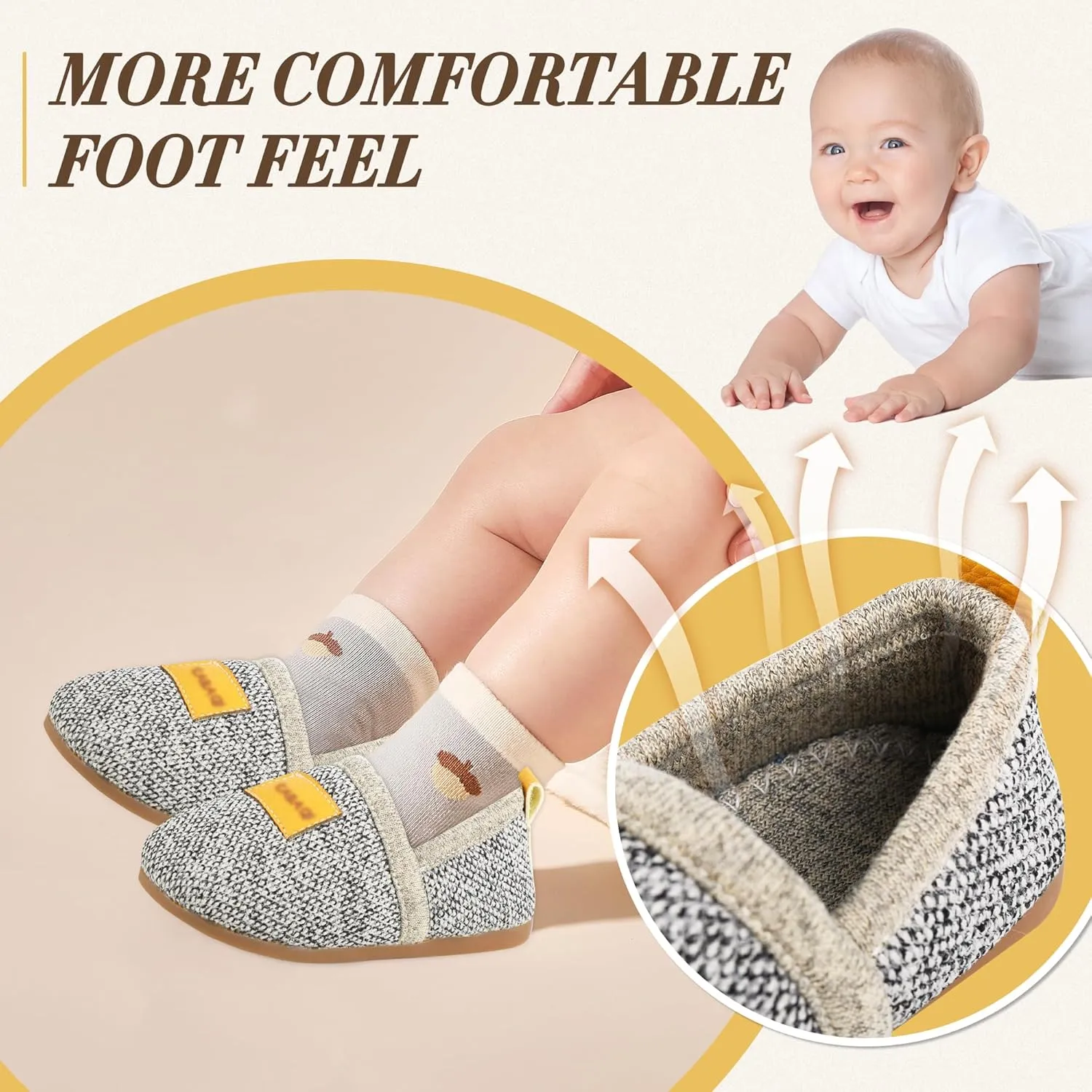 Baby Boys Girls First Walking Shoes Infant Sneakers Crib Shoes Breathable Lightweight Slip On Shoes