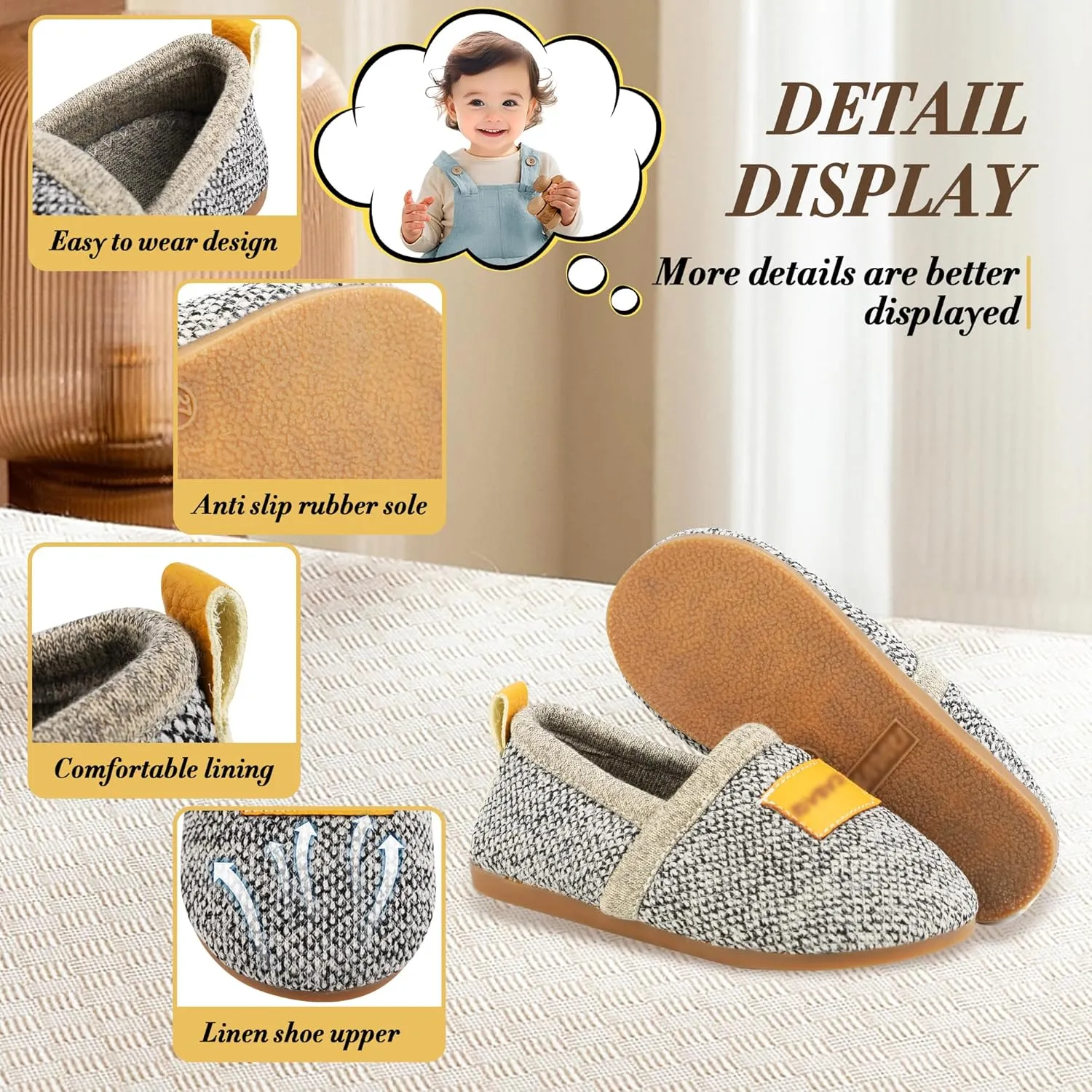 Baby Boys Girls First Walking Shoes Infant Sneakers Crib Shoes Breathable Lightweight Slip On Shoes