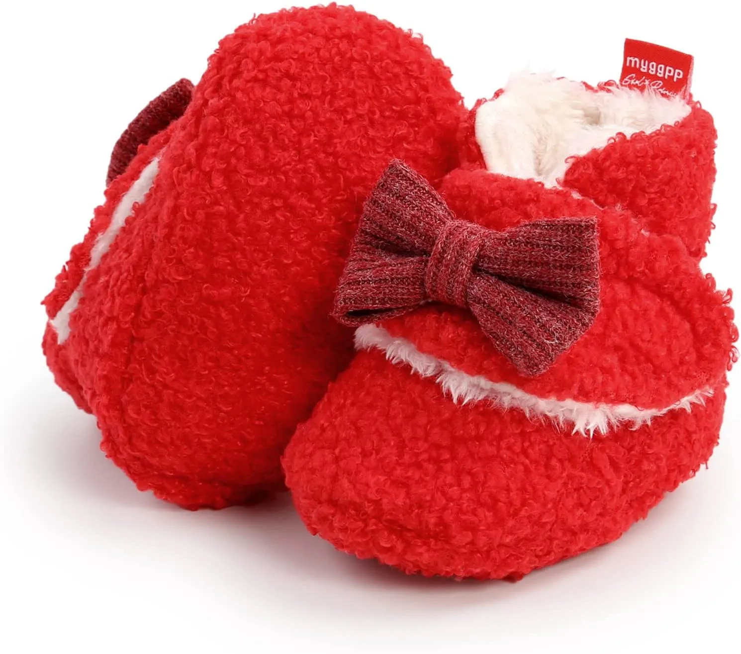 Baby Boys Girls Fleece Fur Knit Winter Warm Snow Boots Soft Sole Crib Shoes Booties for Newborn Infant First Walkers