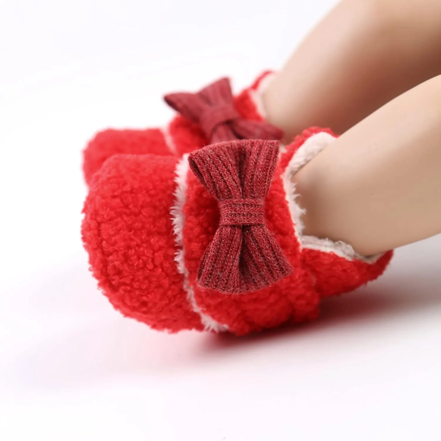 Baby Boys Girls Fleece Fur Knit Winter Warm Snow Boots Soft Sole Crib Shoes Booties for Newborn Infant First Walkers