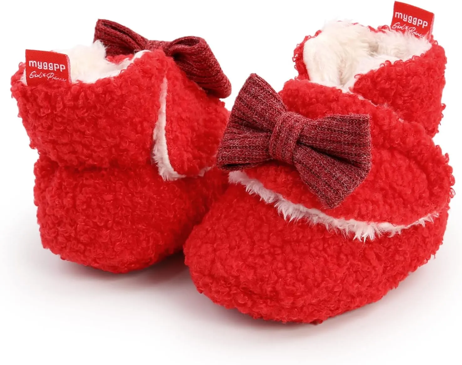 Baby Boys Girls Fleece Fur Knit Winter Warm Snow Boots Soft Sole Crib Shoes Booties for Newborn Infant First Walkers