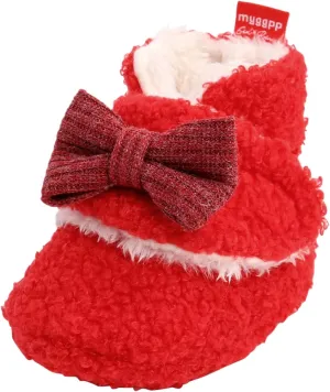 Baby Boys Girls Fleece Fur Knit Winter Warm Snow Boots Soft Sole Crib Shoes Booties for Newborn Infant First Walkers