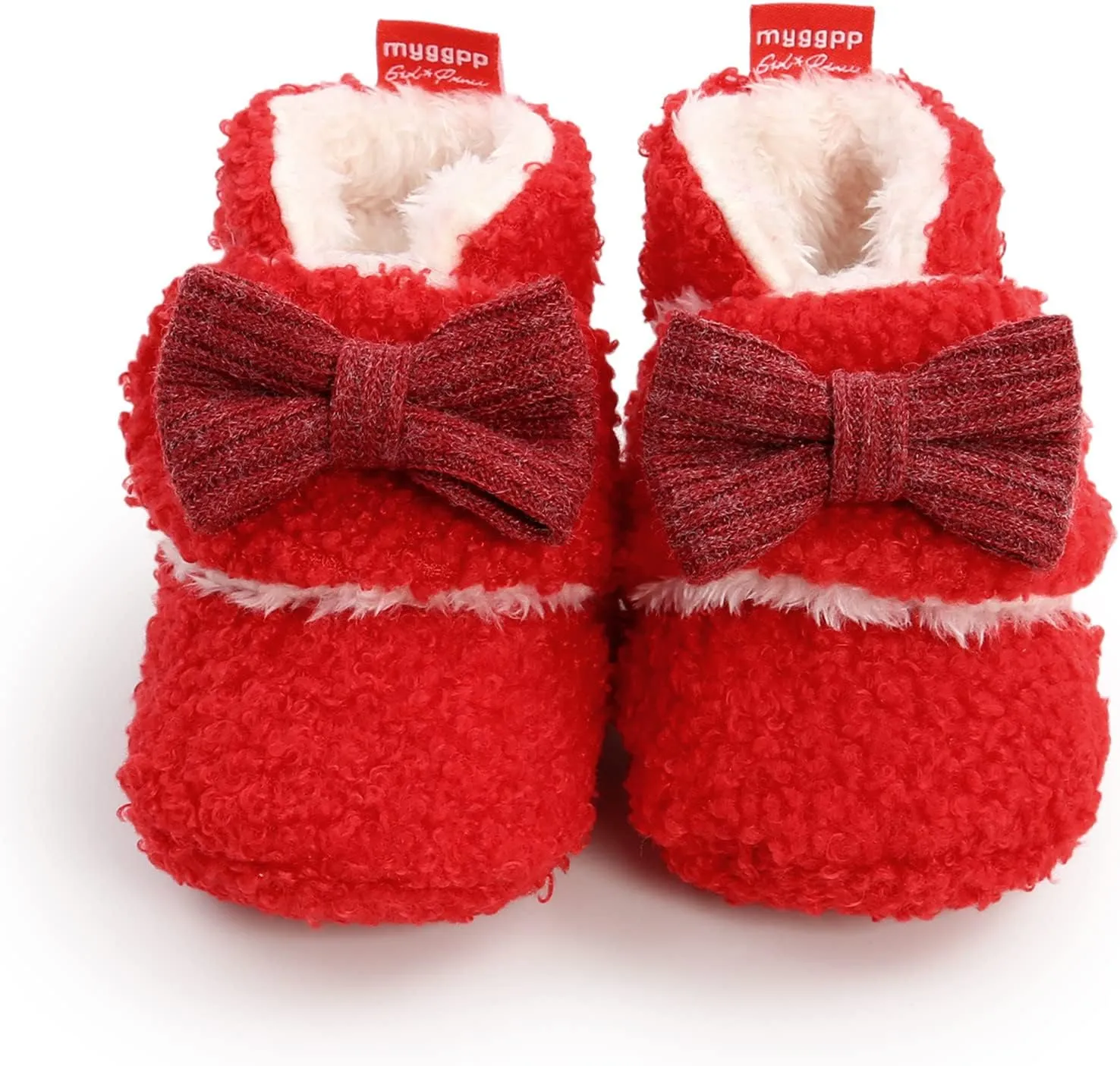 Baby Boys Girls Fleece Fur Knit Winter Warm Snow Boots Soft Sole Crib Shoes Booties for Newborn Infant First Walkers