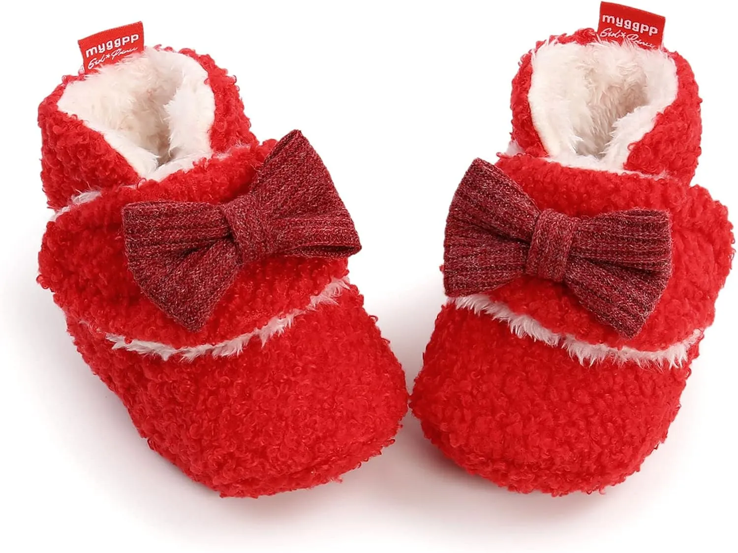 Baby Boys Girls Fleece Fur Knit Winter Warm Snow Boots Soft Sole Crib Shoes Booties for Newborn Infant First Walkers