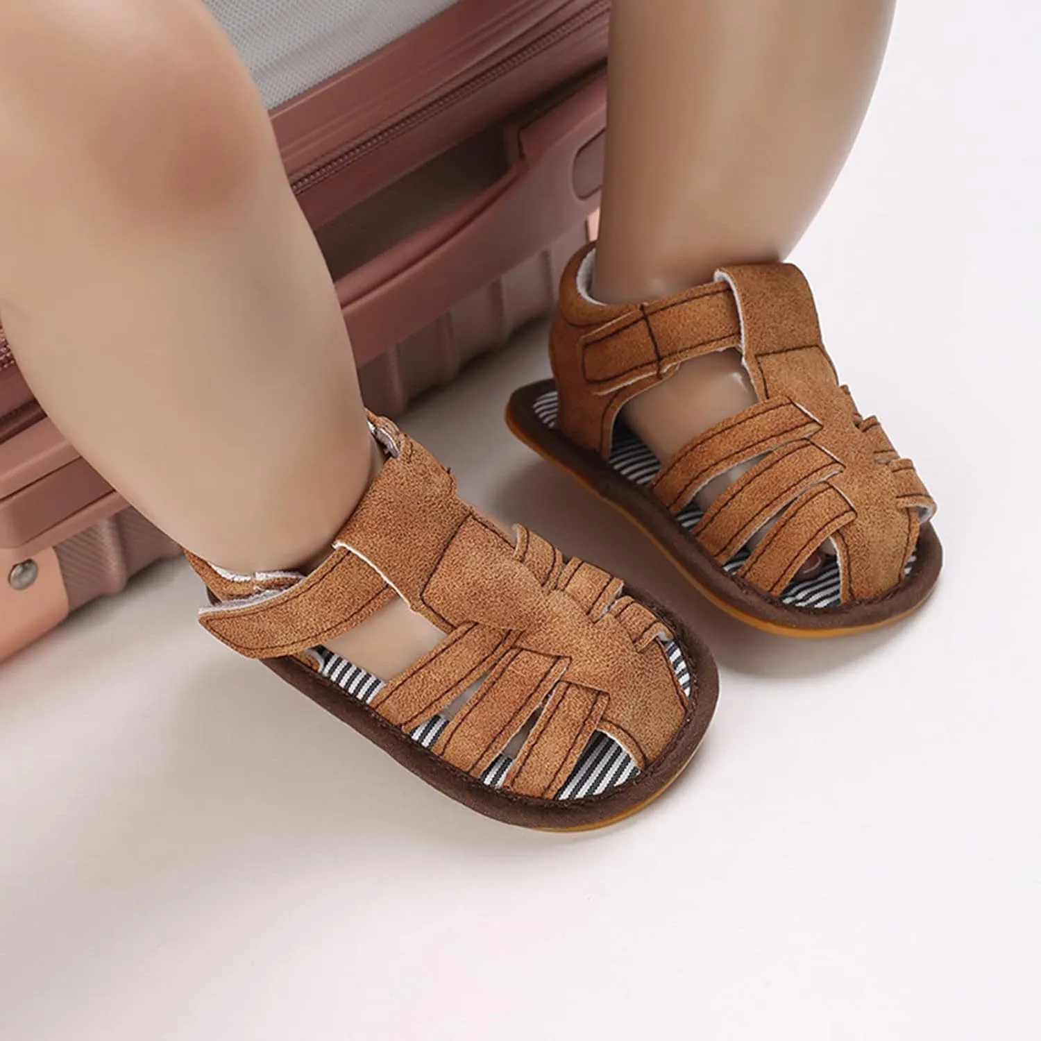 Baby Boys Girls Sandals Closed-Toe Infant Soft Rubber Sole Outdoor Shoes For First Walkers No Slip Rome Shoes