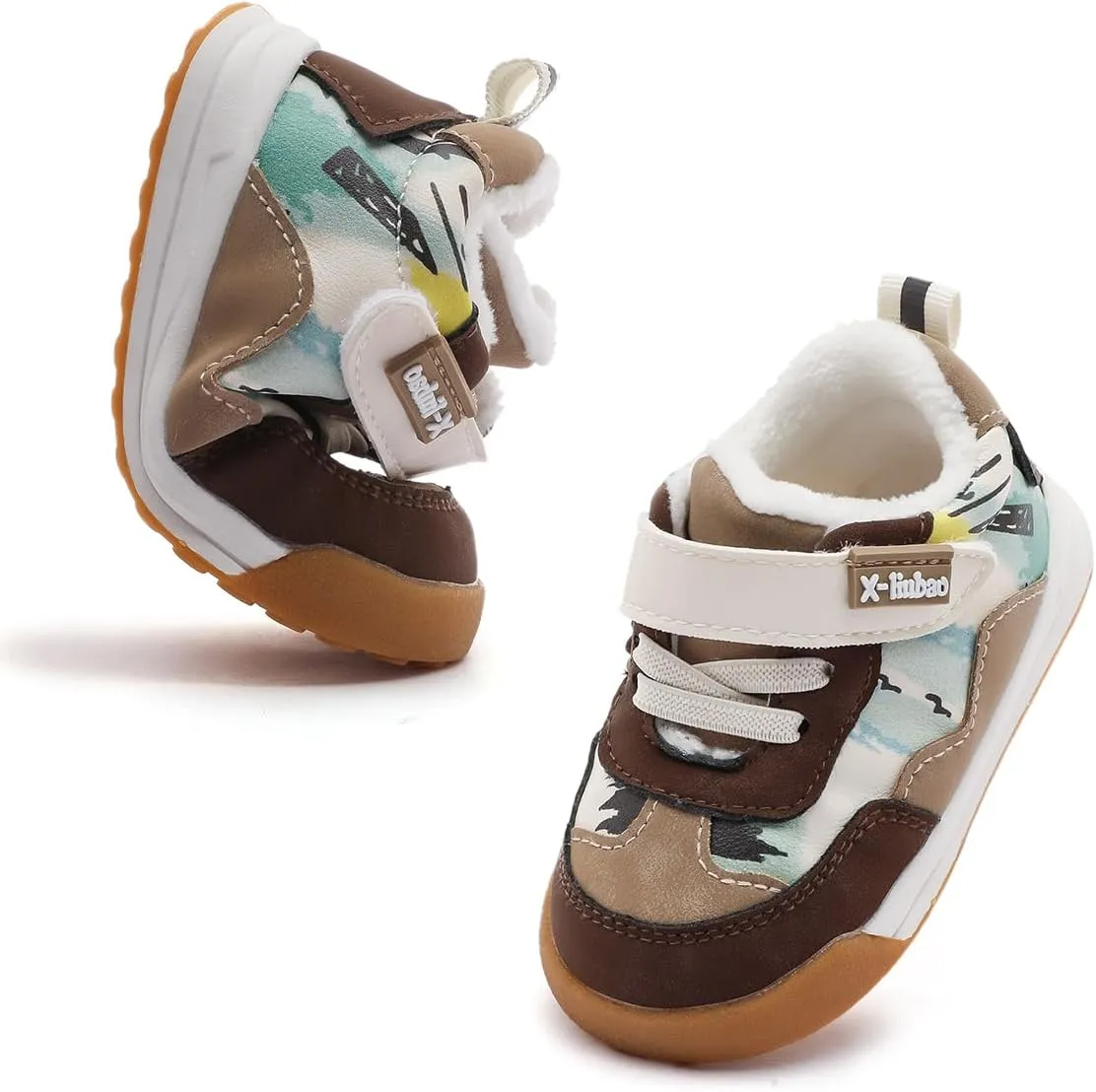 Baby Boys Girls Shoes for Toddler 1-3 Years Warm Sneakers with Plush Faux Fur Lining Soft Rubber Sole Non-Slip Outdoor Boots