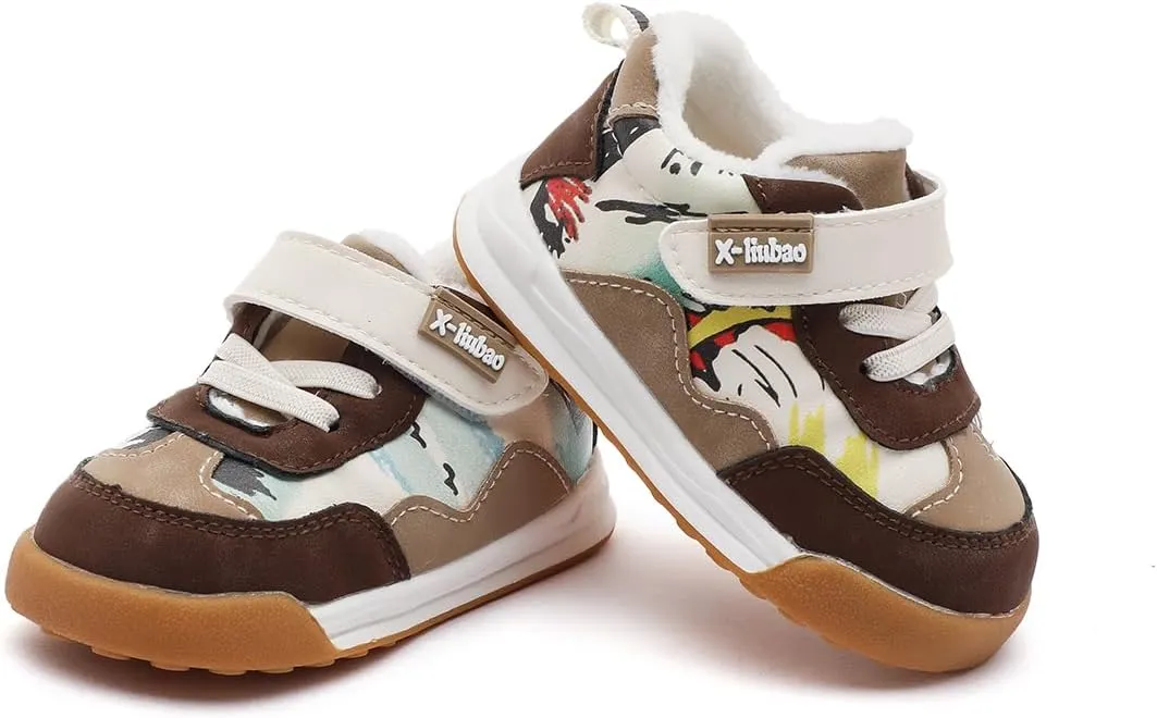 Baby Boys Girls Shoes for Toddler 1-3 Years Warm Sneakers with Plush Faux Fur Lining Soft Rubber Sole Non-Slip Outdoor Boots
