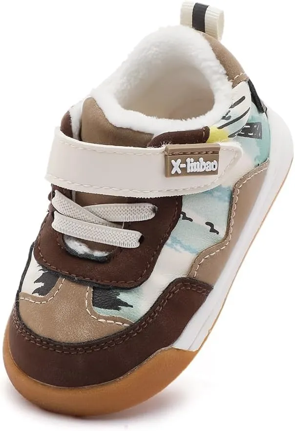 Baby Boys Girls Shoes for Toddler 1-3 Years Warm Sneakers with Plush Faux Fur Lining Soft Rubber Sole Non-Slip Outdoor Boots