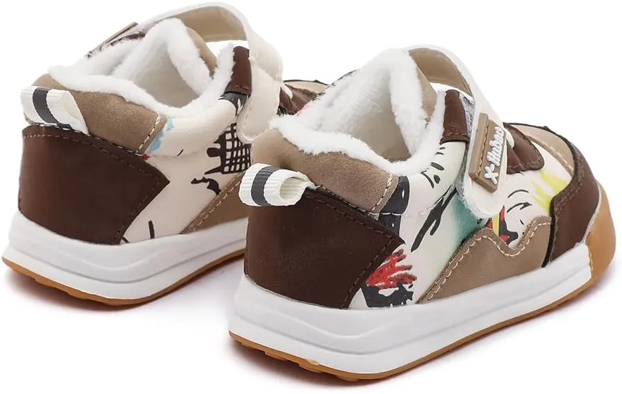 Baby Boys Girls Shoes for Toddler 1-3 Years Warm Sneakers with Plush Faux Fur Lining Soft Rubber Sole Non-Slip Outdoor Boots