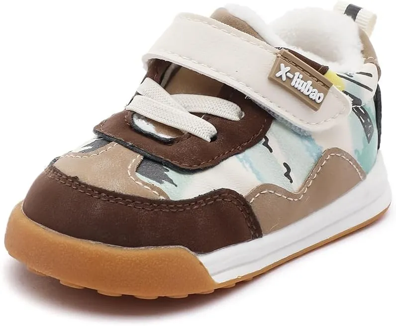 Baby Boys Girls Shoes for Toddler 1-3 Years Warm Sneakers with Plush Faux Fur Lining Soft Rubber Sole Non-Slip Outdoor Boots