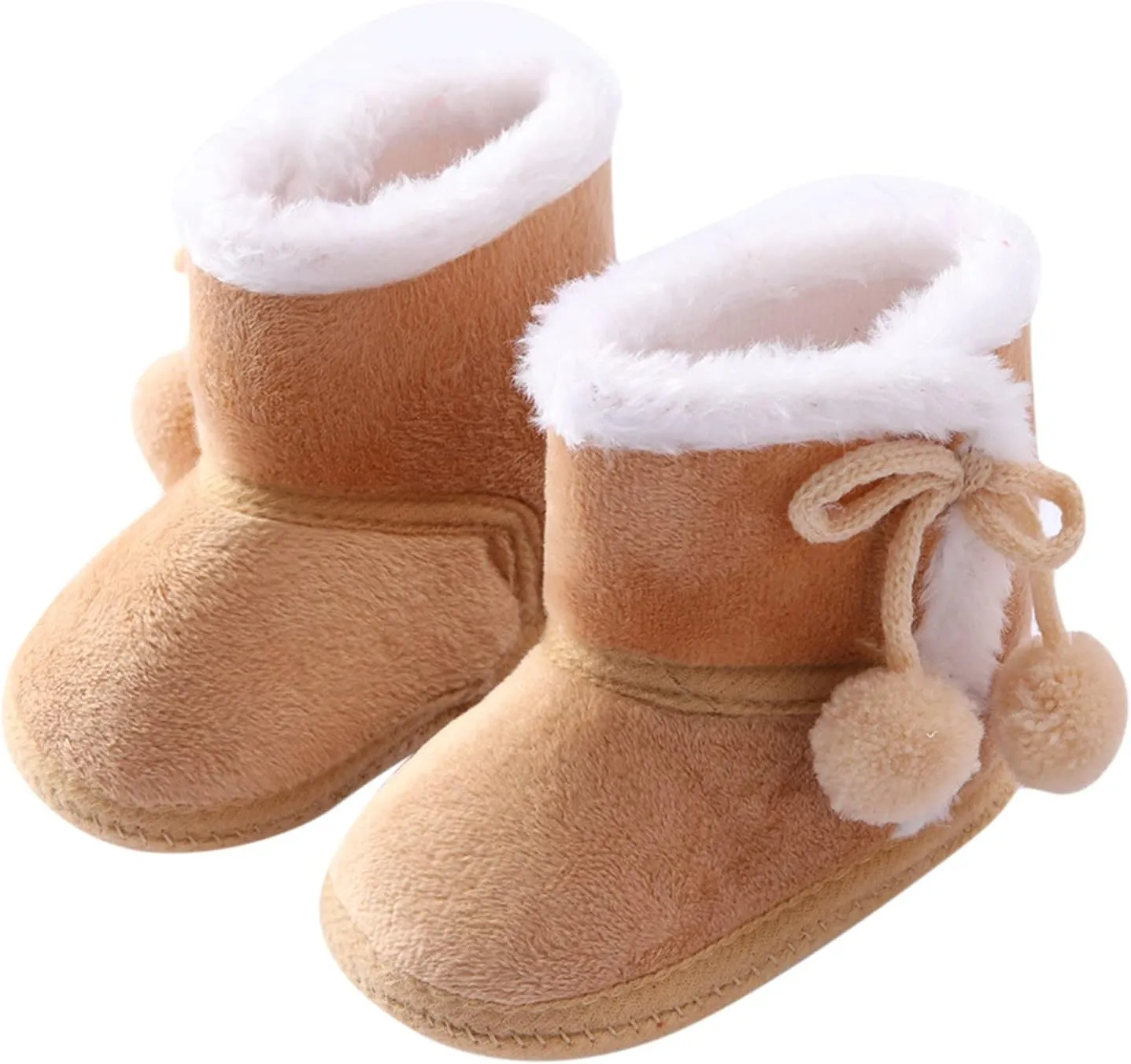 Baby Boys Girls Snow Boots Fur Lined Non Slip Soft Sole Toddler First Walker Winter Warm Crib Shoes Waterproof