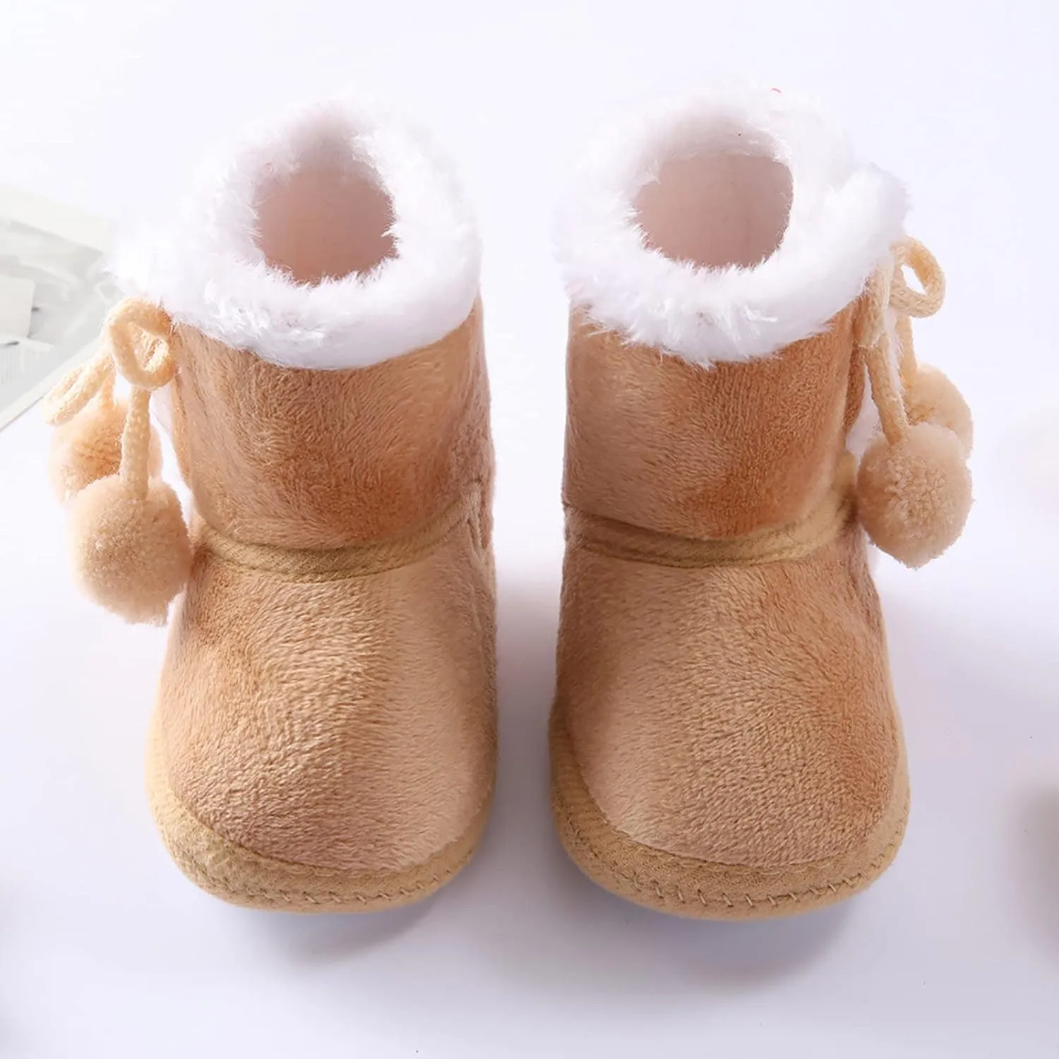 Baby Boys Girls Snow Boots Fur Lined Non Slip Soft Sole Toddler First Walker Winter Warm Crib Shoes Waterproof