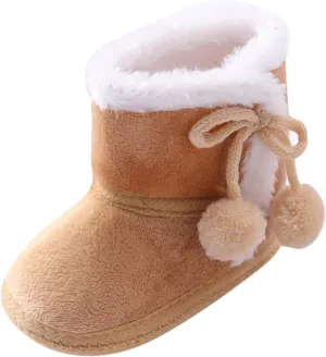 Baby Boys Girls Snow Boots Fur Lined Non Slip Soft Sole Toddler First Walker Winter Warm Crib Shoes Waterproof
