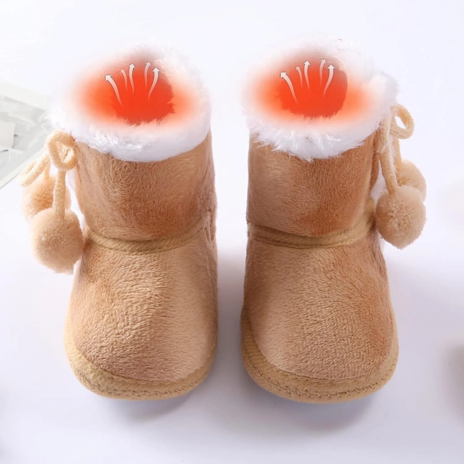 Baby Boys Girls Snow Boots Fur Lined Non Slip Soft Sole Toddler First Walker Winter Warm Crib Shoes Waterproof