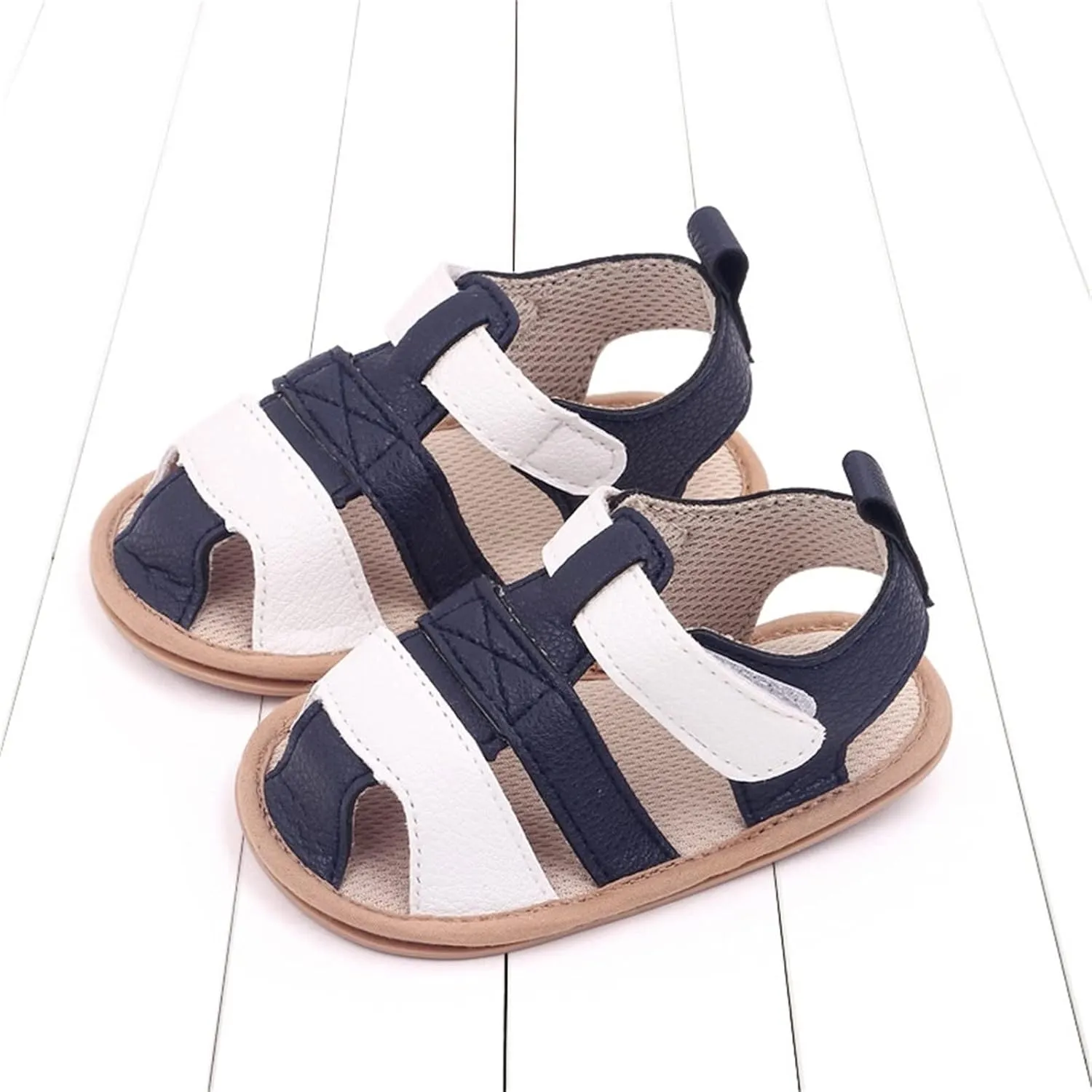 Baby Boys Girls Squeaky Sandals Infant Toddler Closed-Toe Anti-Slip Premium Rubber Sole First Walkers Rome Shoes