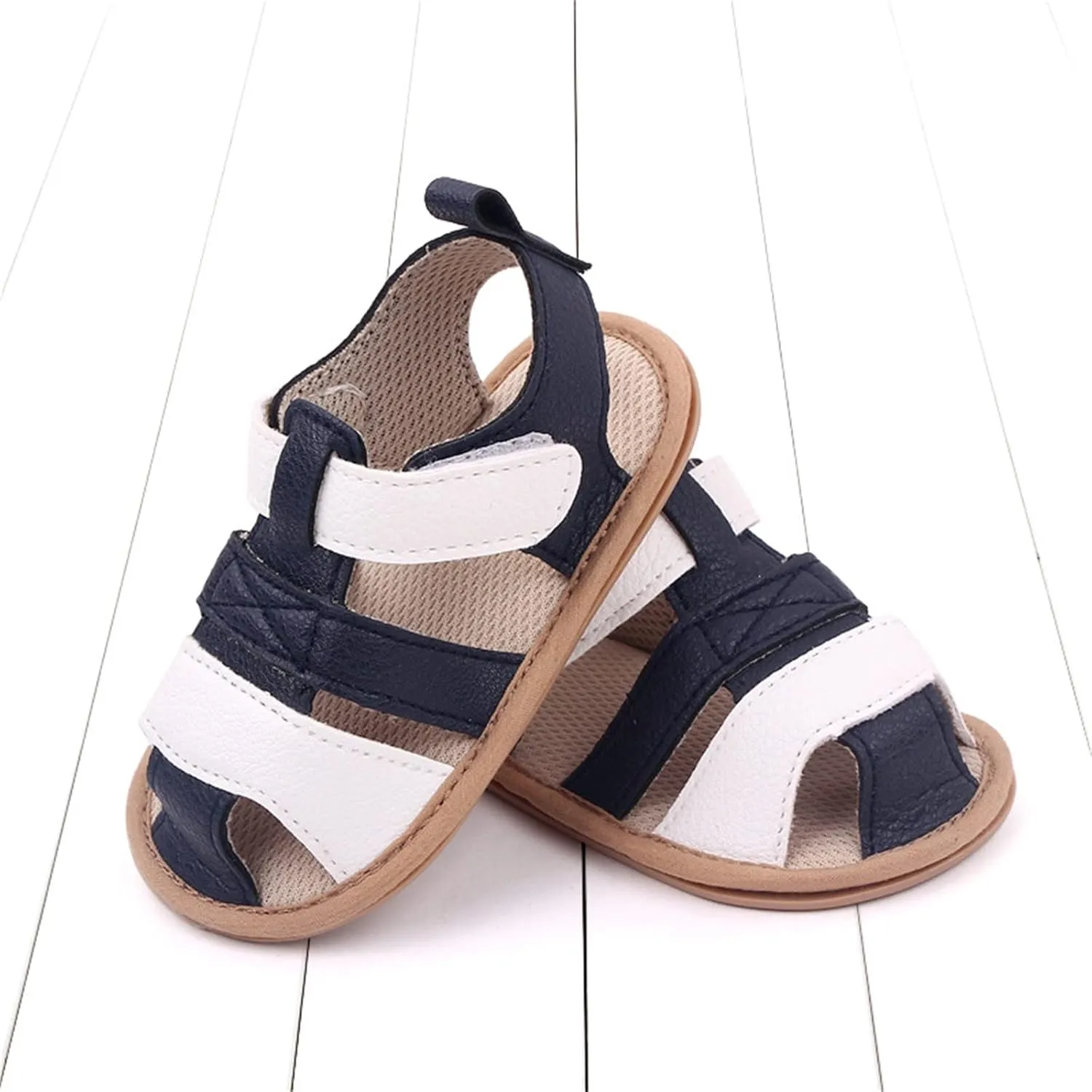 Baby Boys Girls Squeaky Sandals Infant Toddler Closed-Toe Anti-Slip Premium Rubber Sole First Walkers Rome Shoes