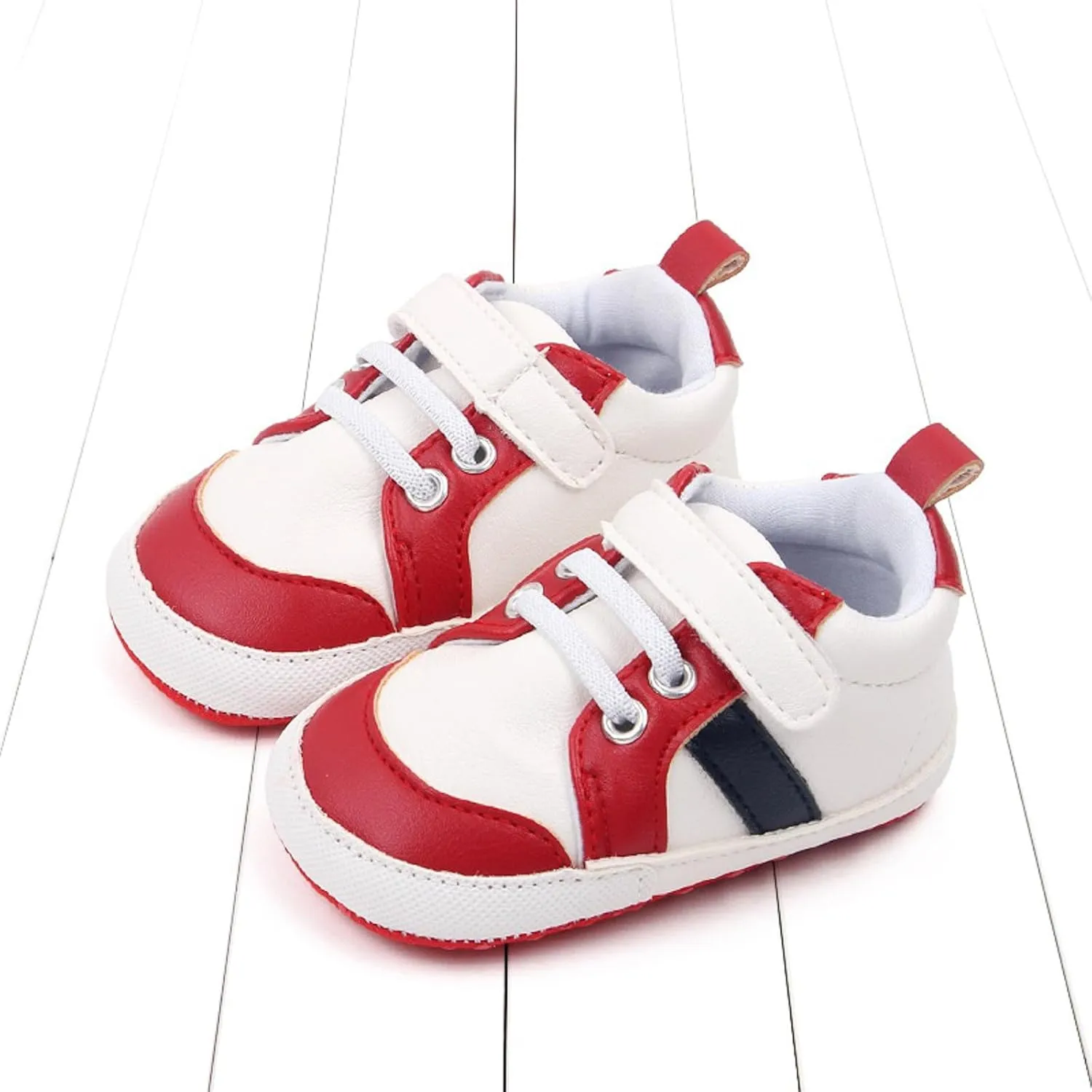 Baby Boys Leather First Walking Sneakers Toddler Girls Infant Anti-Slip Rubber Sole Lightweight First Step Shoes