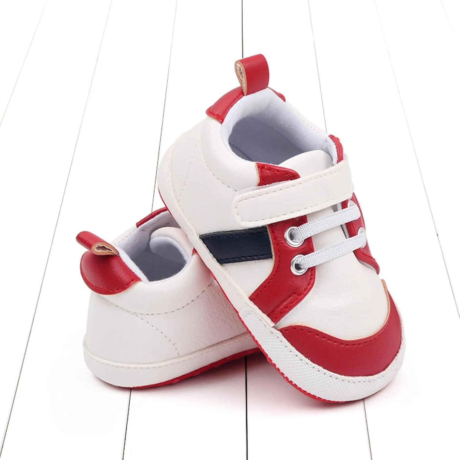 Baby Boys Leather First Walking Sneakers Toddler Girls Infant Anti-Slip Rubber Sole Lightweight First Step Shoes