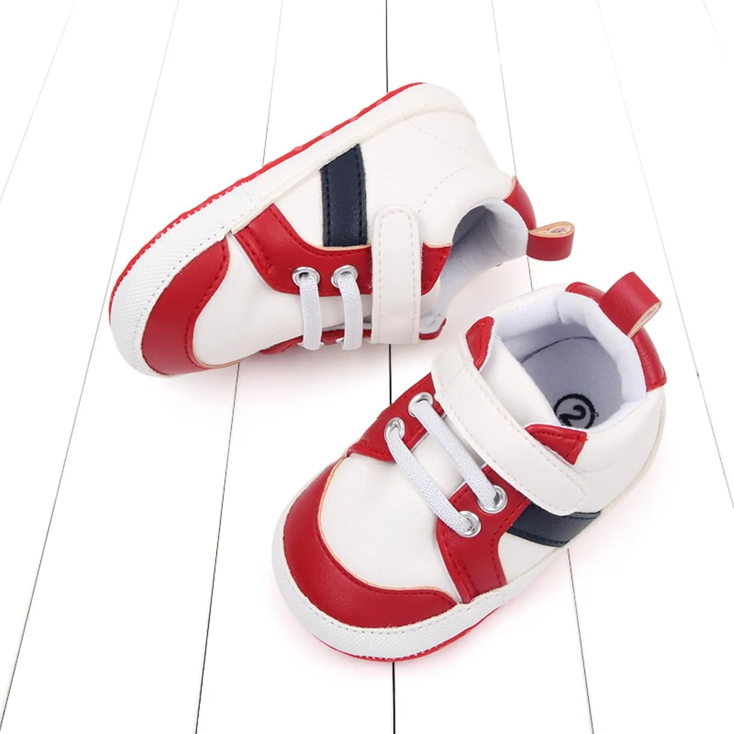 Baby Boys Leather First Walking Sneakers Toddler Girls Infant Anti-Slip Rubber Sole Lightweight First Step Shoes