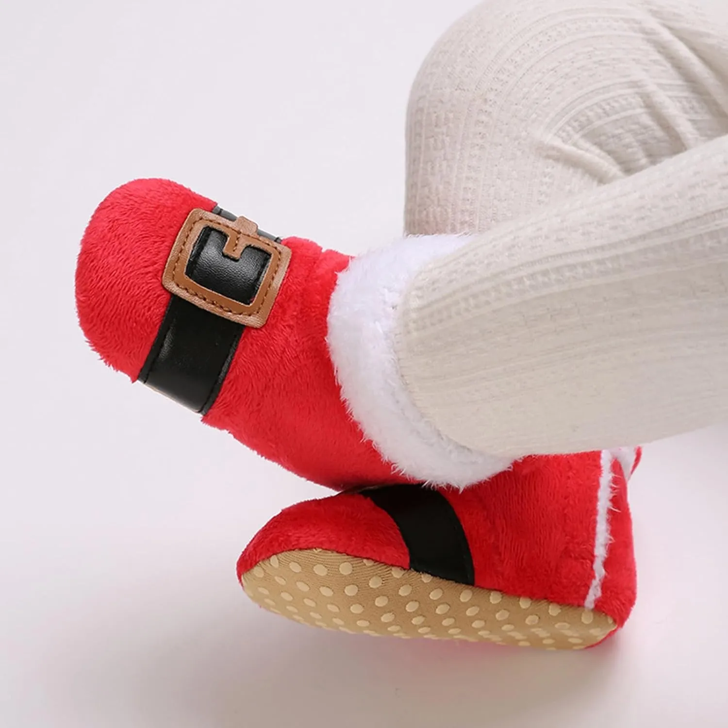 Baby Christmas Booties Infant Newborn Boys Girls Cozy Fleece Slippers Soft Winter Warm Crib Sock Shoes First Walkers