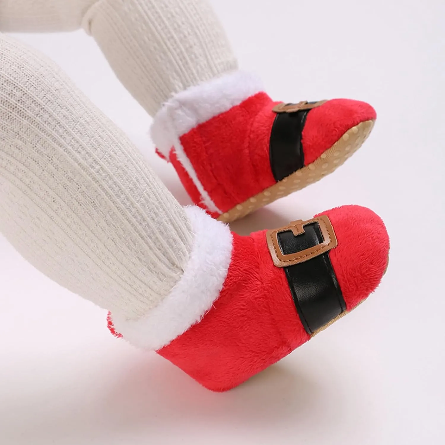 Baby Christmas Booties Infant Newborn Boys Girls Cozy Fleece Slippers Soft Winter Warm Crib Sock Shoes First Walkers