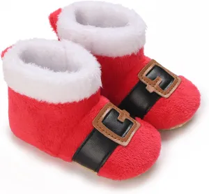 Baby Christmas Booties Infant Newborn Boys Girls Cozy Fleece Slippers Soft Winter Warm Crib Sock Shoes First Walkers