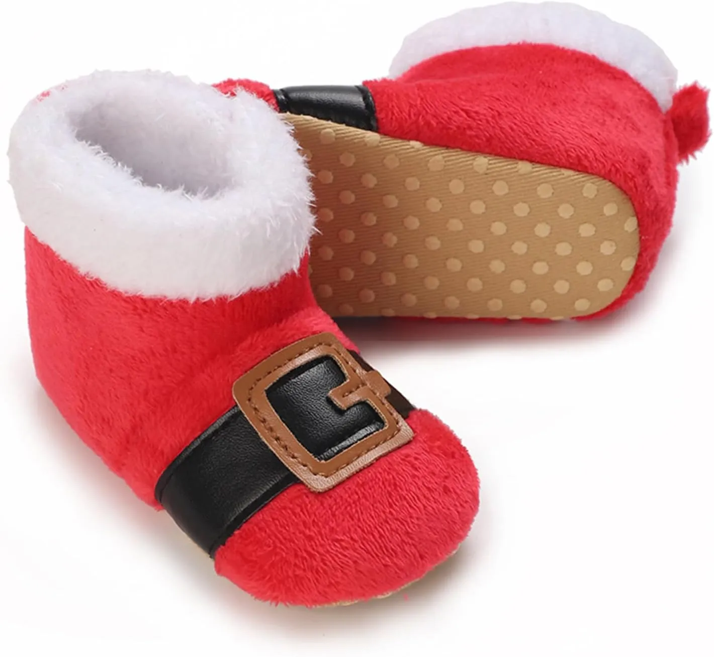 Baby Christmas Booties Infant Newborn Boys Girls Cozy Fleece Slippers Soft Winter Warm Crib Sock Shoes First Walkers
