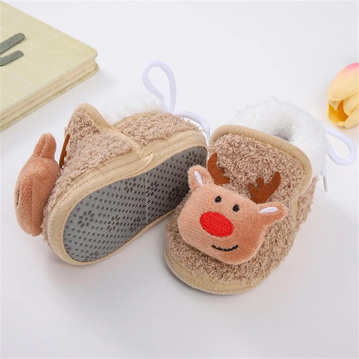 Baby Christmas Shoes Soft Santa Slippers Infanr Cozy Fleece Booties Winter Warm Prewalkers Crib Shoes