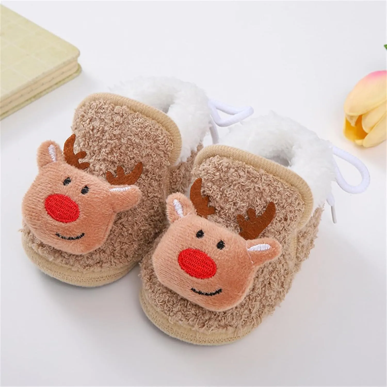 Baby Christmas Shoes Soft Santa Slippers Infanr Cozy Fleece Booties Winter Warm Prewalkers Crib Shoes