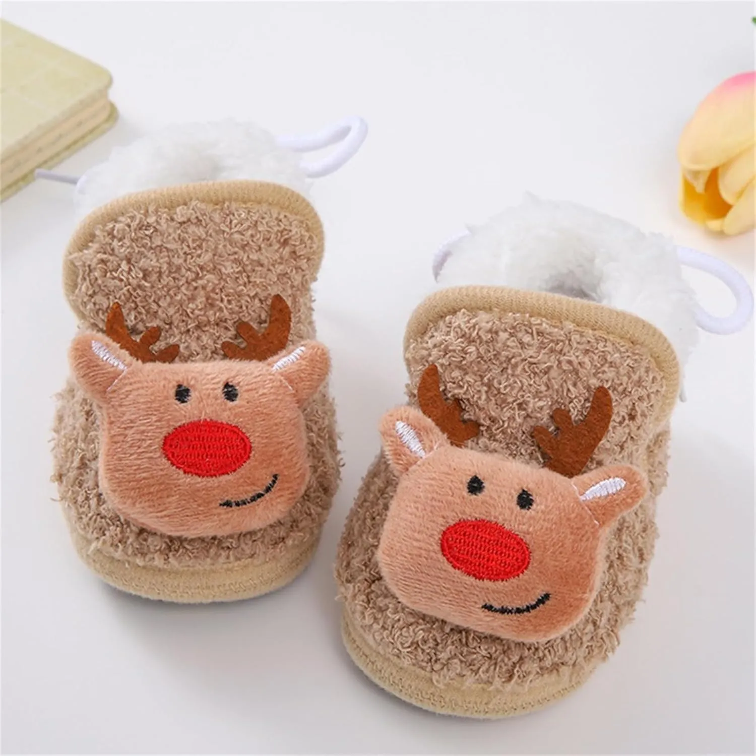 Baby Christmas Shoes Soft Santa Slippers Infanr Cozy Fleece Booties Winter Warm Prewalkers Crib Shoes