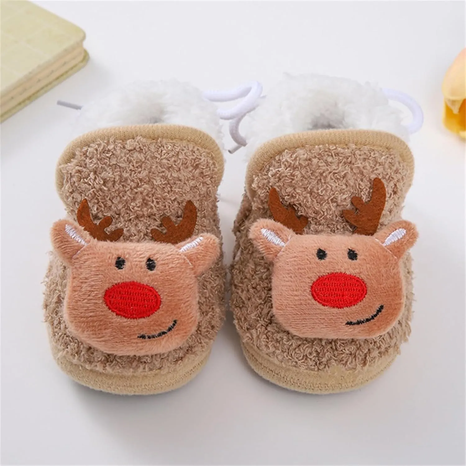 Baby Christmas Shoes Soft Santa Slippers Infanr Cozy Fleece Booties Winter Warm Prewalkers Crib Shoes