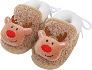 Baby Christmas Shoes Soft Santa Slippers Infanr Cozy Fleece Booties Winter Warm Prewalkers Crib Shoes